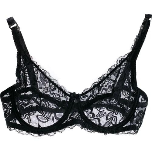 2020 Sexy Women Lace Gauze Bra Push Up 3/4 Cup Hook-and- Eye Breathable Ultra-thin Bra Lingerie Underwear Ropa Interior