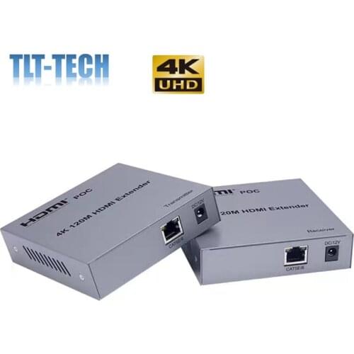 POC 4K HDMI Extender 120M Over RJ45 Ethernet Cat5e Cat6 Cat 6 6a Network Cable Extension TX RX Transmitter Receiver TV Loop-out