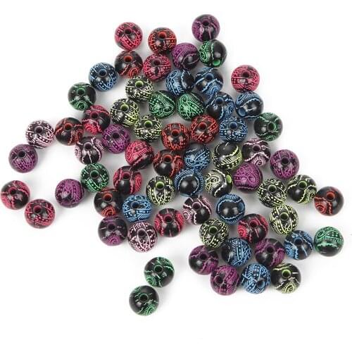 Mixed Round Black Virgin Mary Acrylic Beads Charm Loose Spacer Beads For Jewelry Making DIY Needlework Bracelet Accessories