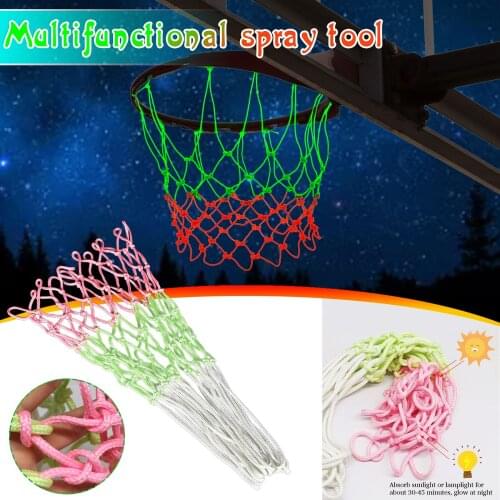 Luminous Basketball Net Sun Powered Green Fluorescent Mesh Net Backboard Rim Outdoor Sports Standard Hoop Basket Supplies