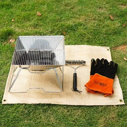 Heat Insulation Camping Barbecue Pad BBQ Grill Outdoor Picnic Fibreglass Floor Protection Fireproof Mat Multifunctional Blanket
