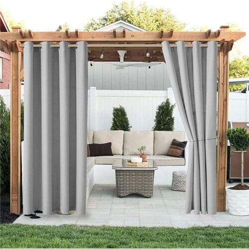 Outdoor Waterproof Curtain Tab Top Thermal Insulated Blackout Curtain Drape for Porch&Beach&Patio with Grommet Rust-Proof
