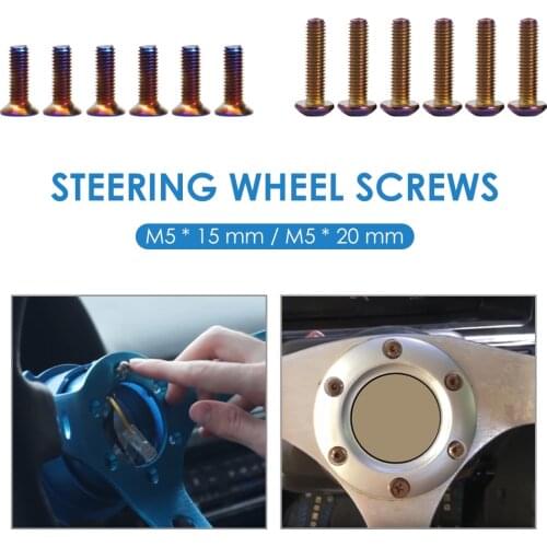 6pcs Universal Burnt Titanium Car Steering Wheel Bolts Burnt Titanium M5x15mm M5x20mm Hex Head Bolts with Hex Wrench