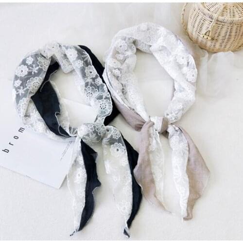 Vintage Lolita Lace embroidery scarf headband Mori girl Japanese girl