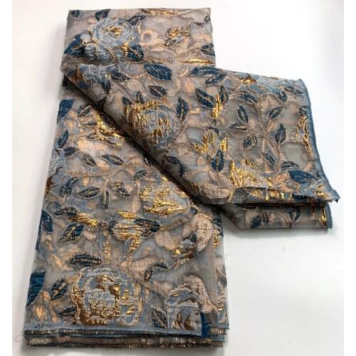 High Quality Brocade Lace Fabric 2021 Nigerian Embroidered French Tulle African Organza Lace Jacquard Fabric For Dress VM5048
