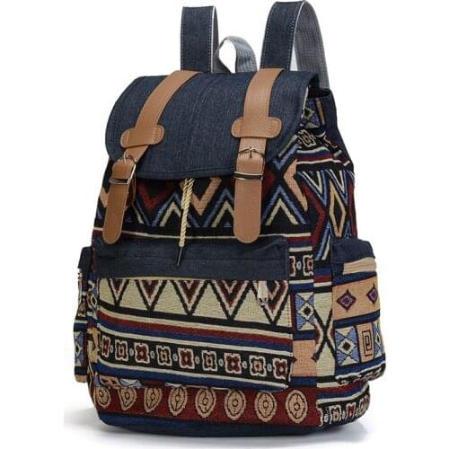 High Quality Women Canvas Vintage Backpack Ethnic Backpacks Bohemian Backpack Schoolbag