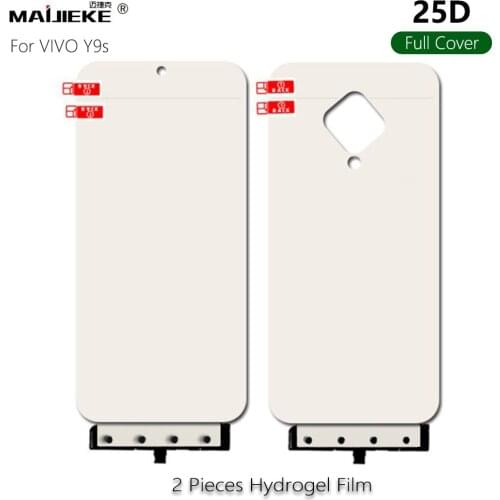 2PCS Front+Back 25D Screen Protector Film For VIVO Y9s Full Cover Hydrogel Film with install tools Not Glass