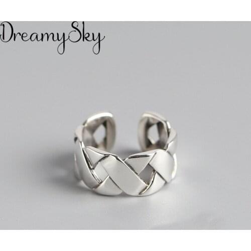 DreamySky New Trendy Silver Color Big Cross Rings For Women Men Boho Vintage Jewelry Adjustable Size Finger Rings