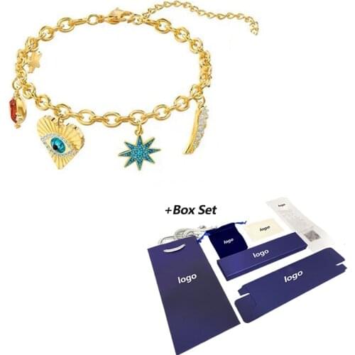 Fashion New SWALUCKY GODDESS CHARM Bracelet Element Demon Eye Pattern Multi Pendant Bracelet Crystal Female Luxury Romantic Gift