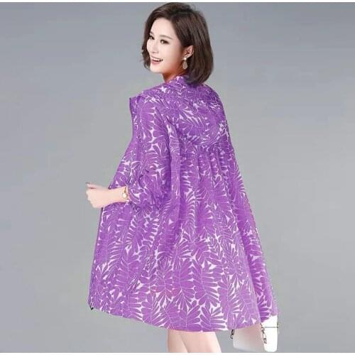Plus Size 4XL Hooded Summer Cardigan Female Coat 2021 New Windbreaker Mid-Length Thin Sun Protection Clothing Women Jacket L380
