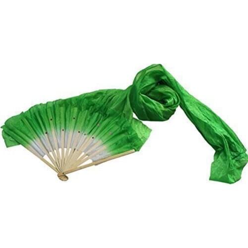 1.8m Hand Made Colorful Belly Dancing Bamboo Long Silk Fans Veils Dance Fan AC889