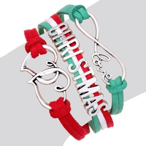 1Pcs Fashion Merry Christmas Letter Multi-layer Woven Bracelet Christmas Present Party Favors Festive Party Supplies