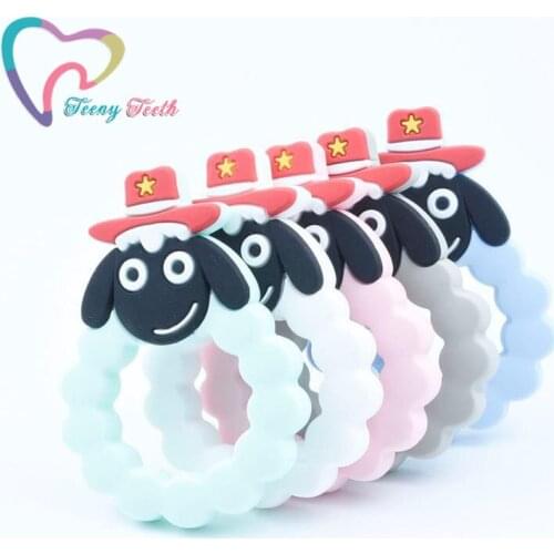 1 PC Silicone Cartoon Sheep Teether DIY Sheep Baby Chewing Pendant Nursing Sensory Teething Pacifier Dummy Jewelry Animal Toy