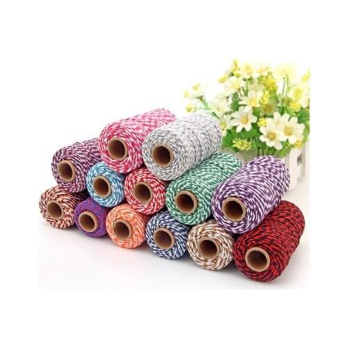 100m DIY Twisted Cords Gift Packing Accessories Decoration Wedding Party Home Crad Double Color Cotton Baker Twine Rope String