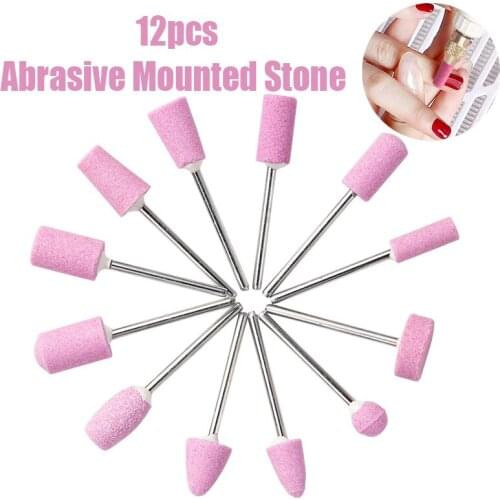 2.35mm Round Shank Diameter 12pcs/Set Abrasive Mounted Stone for Rotary Tools Grinding Stone Wheel Head Tools Accessories