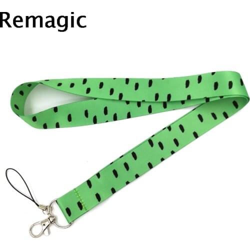 20pcs Green Wave point Keychain Lanyards Id Badge Holder ID Card Pass Gym Mobile Phone Badge Holder Key Strap webbings ribbons