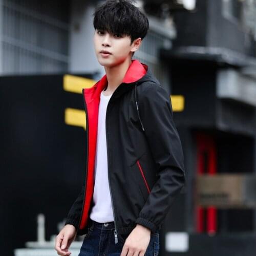 2019 New Autumn Hood Men Jacket Youth Long Sleeve Hooded Jacket Korean Style Solid Color Polyester Hip Hop Coat Plus Size