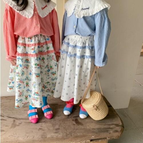 2021 new style girls printed skirt autumn cotton fashion girls skirts 1-7 years WU126