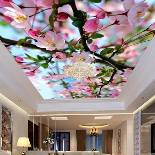 Beautiful Flowers HD Ceiling Frescoes Custom 3D Mural Ceiling Wallpapers Living Room Theme Hotel Home Decor Papel De Parede Sala