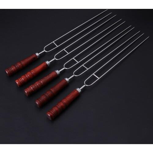 5pcs Roasting Forks with Bag Camping Hot Dog Skewers BBQ Forks Barbecue Tool Barbeque Grilling Bbq Tools