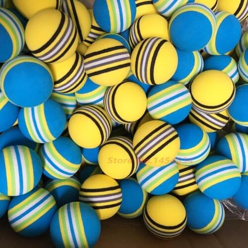 New 50PCS Exercise Elastic Rainbow Golf Indoor EVA Foam Ball Soft Ball Training Practice Golf Sponge Rubber Balls Capsules Aids