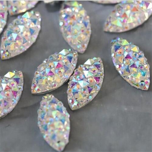 AB glitter sew-on crystal stones glass rhinestones brooch Jewelry wedding dress crafts handbag DIY accessories HH31