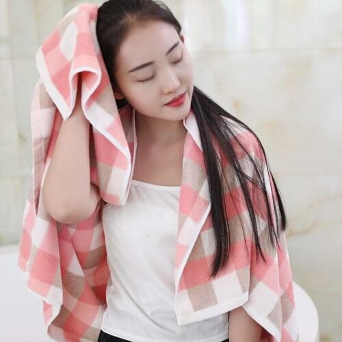 Bath Towel Cotton Adult Men and Women Bath Wrapped Chest Soft Water Absorbing Lattice Control 70*140