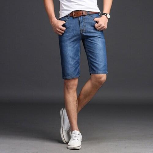 Biker Jeans Men High Quality Denim Short Men Jeans Straight Pure Color Pants Men Short Jeans