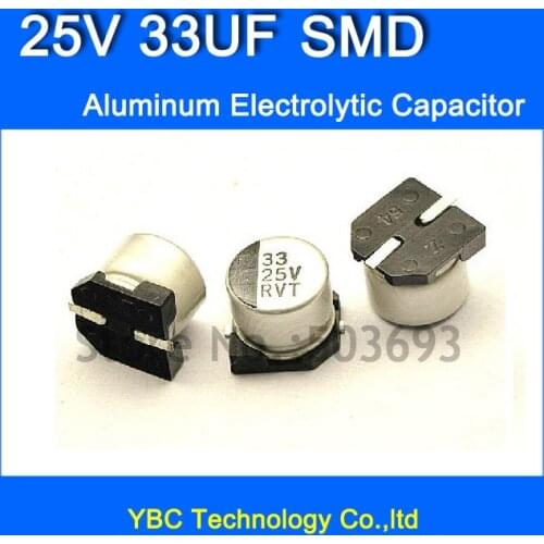 Free Shipping 200pcs/lot 25V 33UF SMD Aluminum Electrolytic Capacitor 6*5MM