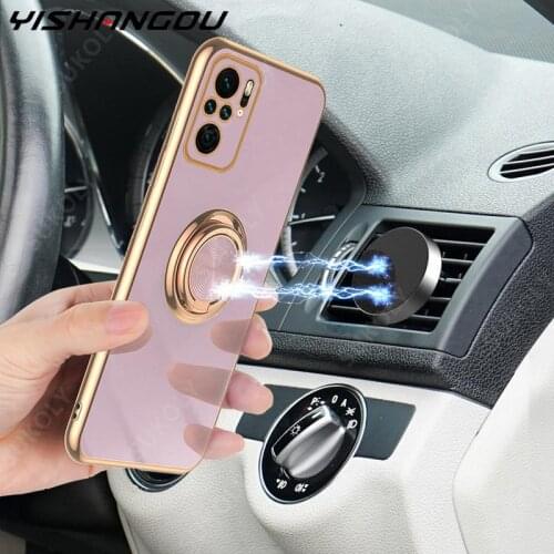 For Xiaomi Mi 10T 11 Lite Pro Ultra Glossy Magnetic Ring Holder Phone Cover For Redmi Note 10 Pro 4G K30 K40 Pro Poco F2 F3