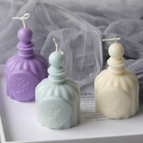 3D Perfume Bottle Shape Candle Mold DIY Decor Candles Silica Aromatherapy Fragrant Mould Wax Making Tool
