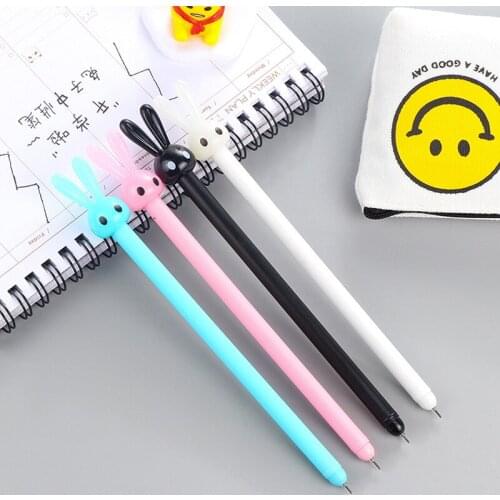 4Pcs/lot Cute Rabbit Gel Pen 0.5mm Black Ink Pen Promotional Gift Stationery Student
