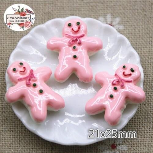 10pcs baby girl pink The Gingerbread Man Resin flatback Cabochon Art Supply Decoration Charm Craft 23x29mm