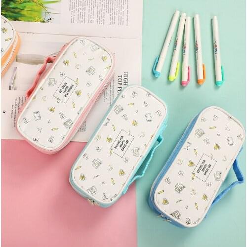 Creative Portable Large-capacity Pencil Bag Fashion Multifunctional Simple Storage Pencil Case Kawaii School Supplies