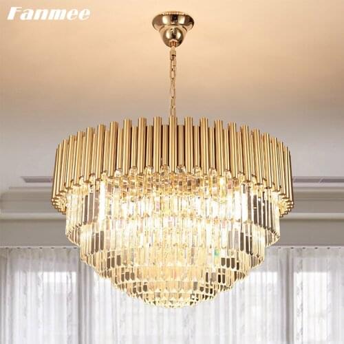 Postmodern Oval Clear Crystal Chandelier Light LED Luxury Golden Frame Hanging Lamp Art Deco Dining Table Living Room Kitchen