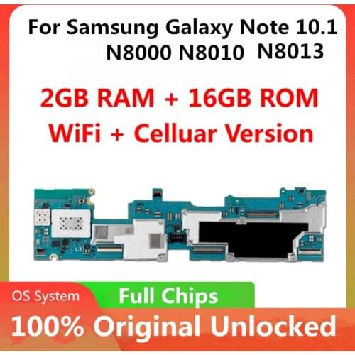 3G&WIFI Motherboard For Samsung Galaxy Note 10.1 N8000 N8010 N8013 Logic Board With Chips 100% Original Unlocked With Full Chips