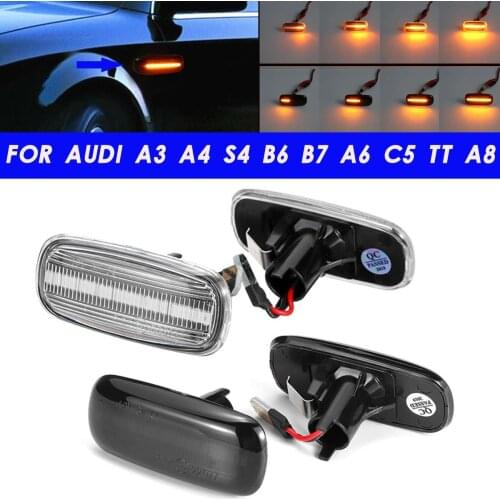 New Pair LED Dynamic Side Marker Turn Signal Light Sequential Blinker Lamps For Audi A3 8P A4 S4 RS4 B6 B7 B8 A6 S6 RS6 C5 C7