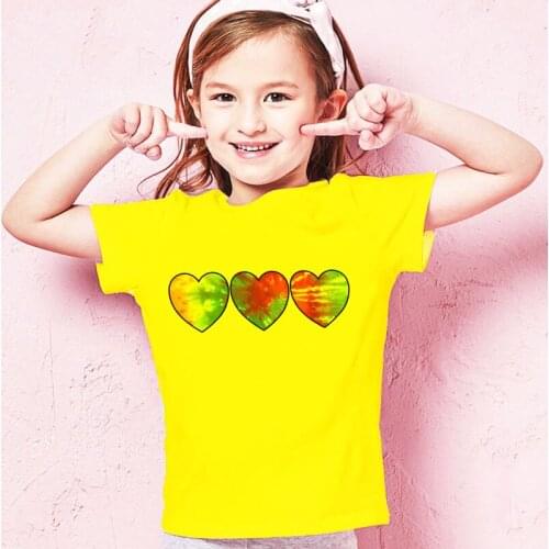 New Arrivals Kids T Shirt Harajuku Boys Clothes Tie Dye Kits For Kids O-neck Girls Tshirt Kawaii Love Painted Printed Girl Shirt