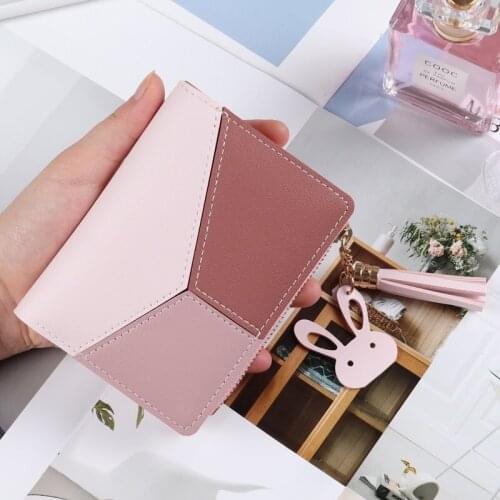 New Arrival Wallet Short Women Wallets Zipper Purse Patchwork Fashion Panelled Wallets Trendy Coin Purse Card Holder Leather