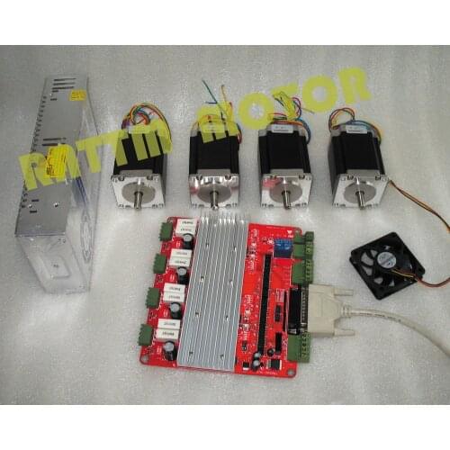 New 4Axis NEMA23 308oz-in stepper motor CNC stepper kit + 4 Axis TB6560 CNC Driver breakout board & 350W 24V power supply