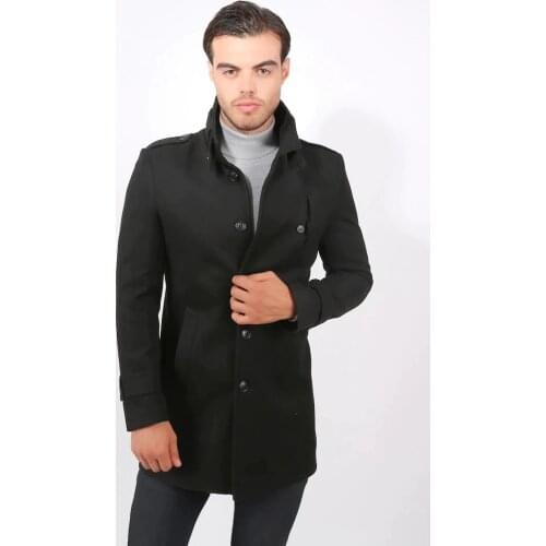Delpino New Season Men 'S Narrow Cut Crew Neck Long Stamp Coat 434274777