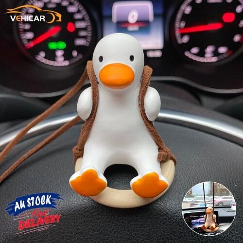 VEHICAR Cute Duck Car Pendant Swing Duck Pendant Auto Rearview Mirror Ornaments Auto Decoraction Car Fragrance Accessories