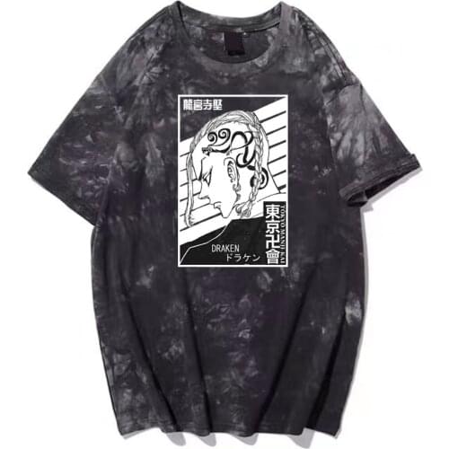 Hot Anime Tokyo Revengers Print T-Shirt Harajuku Anime Cool Ryuguji Ken Draken Fashion Tie Dye Clothes Hip Hop Tops Tees