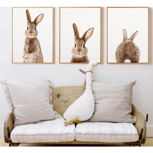 Cute Animals Nursery Bunny Prints Rabbits Poster Canvas Painting Unisex Wall Art Art Decoration Wall Pictures for Home Decor