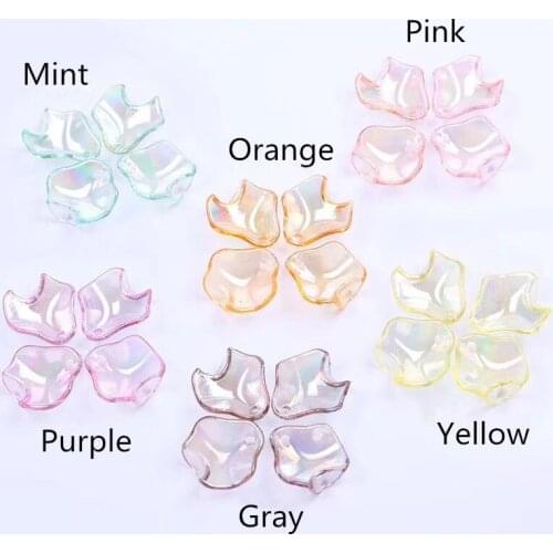 30pcs Transparent Acrylic Leaf Petals Flower Frosted Acrylic Spacers Beads For Wedding Earrings DIY Makeing Accessories