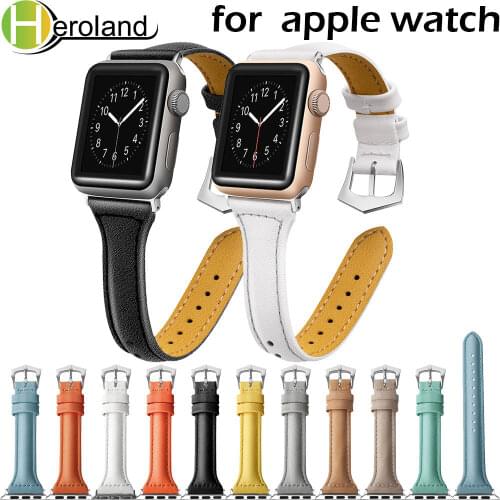 Strap genuine leather bands for Apple Watch 38mm 42mm 40mm 44mm smart watches band for i watch series 5 4 3 2 1 womens bracelet