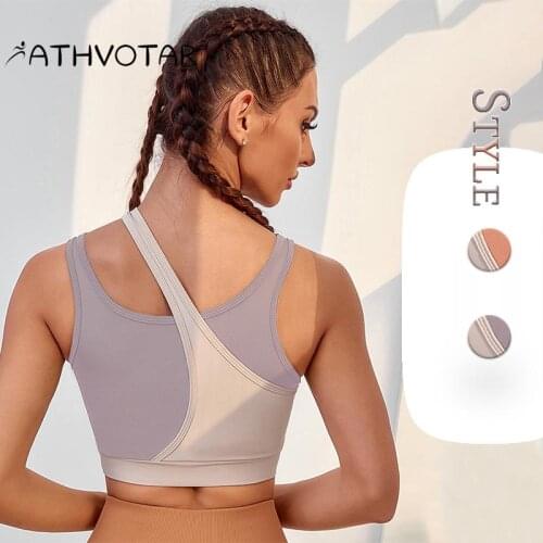 ATHVOTAR Cross Back Sports Bras Women Summer Splicing Fitness Push Up Underwear Yoga Cycling Workout woman Bra