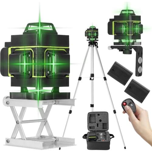 Level Level 16 Lines Vertical Horizontal Line with Self-leveling Laser Level with 1.5M 3-Heights Adjustable Alloy Extension Bar
