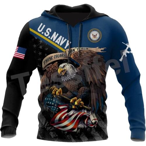 Tessffel Eagle Navy Army Veteran Military Camo Harajuku Pullover 3DPrint Streetwear Tracksuit Autumn Casual Hoodies Men/Women A6
