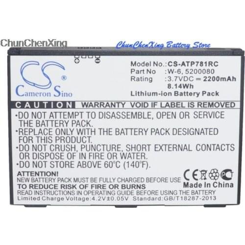 Cameron Sino 2200mAh Battery W-6 for AT&T Aircard 781S, Unite Pro, Unite Pro 4G, For Netgear AC778AT-100NAS, Around Town 4G LTE